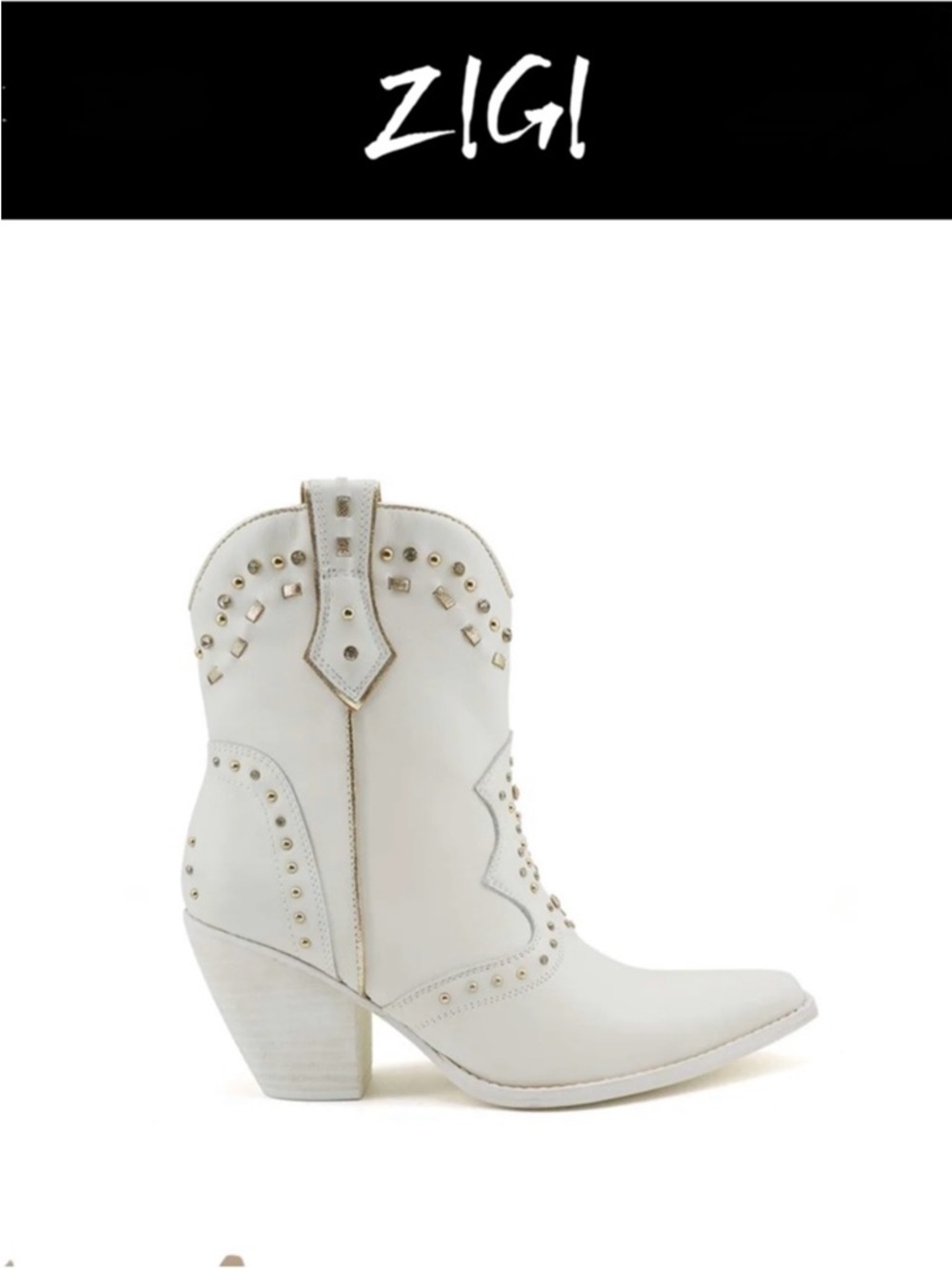 ZIGI
Angola Studded Western Boot In White Leather
$300 women size 6 new